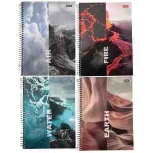 CADERNO ESPIRAL 1/4 4ELEMENTOS C.D. 200FLS
